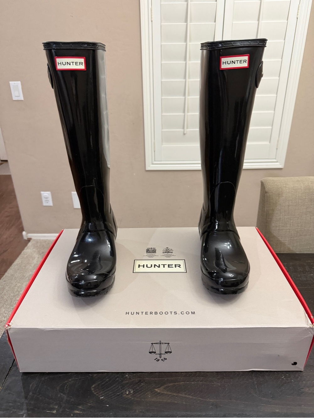 Hunter Black Tall Gloss Rain Boots
